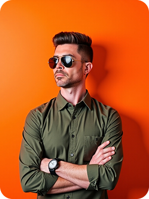 Professional AI-generated headshot example from Color me Impressed collection showing vibrant and approachable everyday looks - sample 4